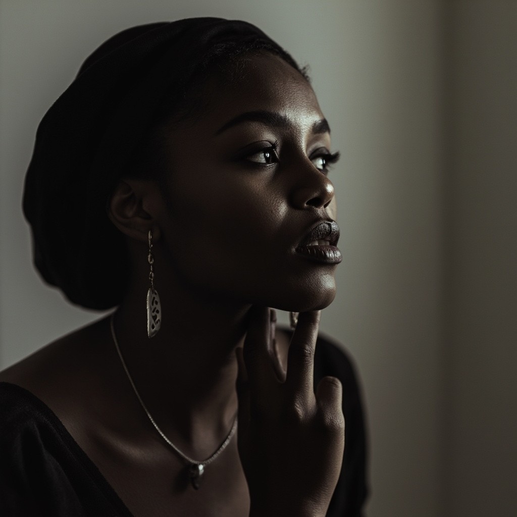 A Black Woman Deep in Thought
