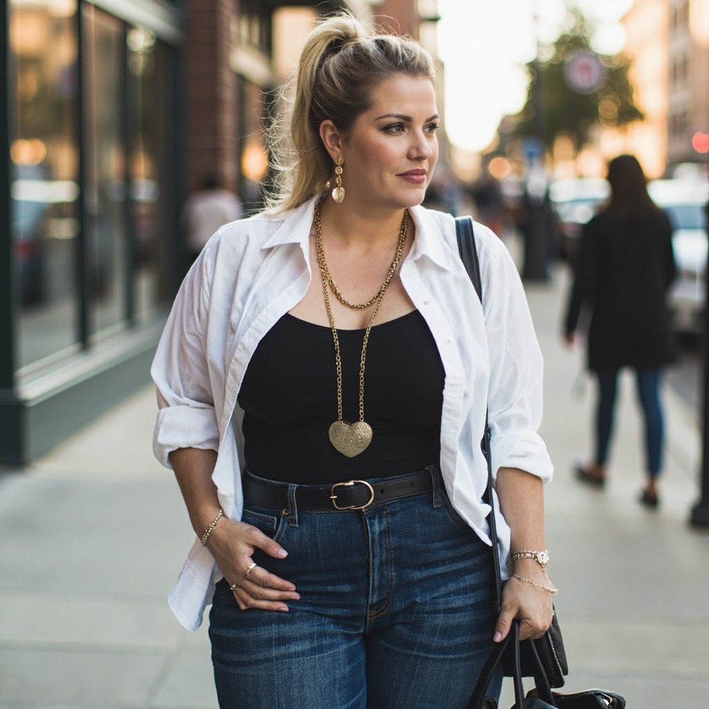 A Chic, Fashionable Plus Size Woman with Accessories