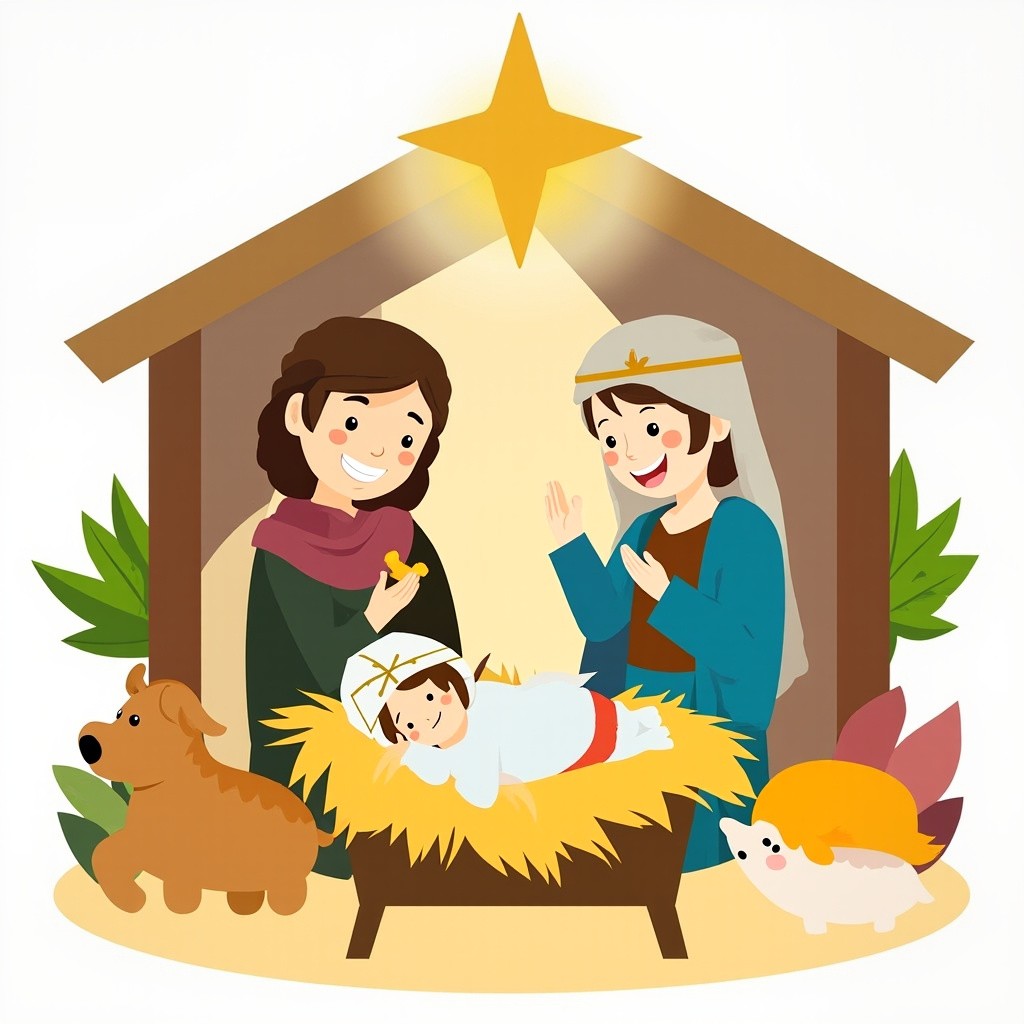 A Colorful Nativity Scene Clipart
