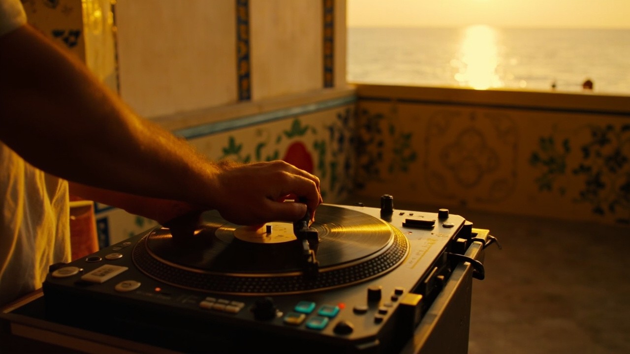 A DJ Spinning Music at Sicilian Sunset Bar