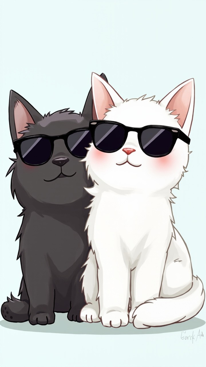 Cartoon Cat and Dog Sporting Sunglasses